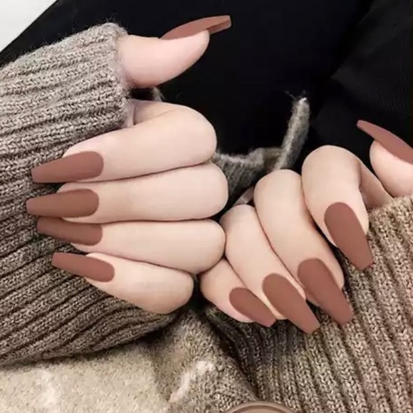 •Mocha Latte• Matte Coffin Nails